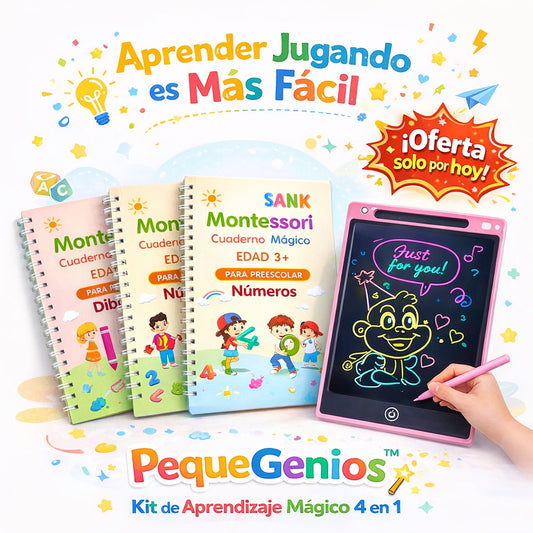 PequeGenios™ | Kit de Aprendizaje Mágico 4 en 1 + Pizarra LCD Gratis